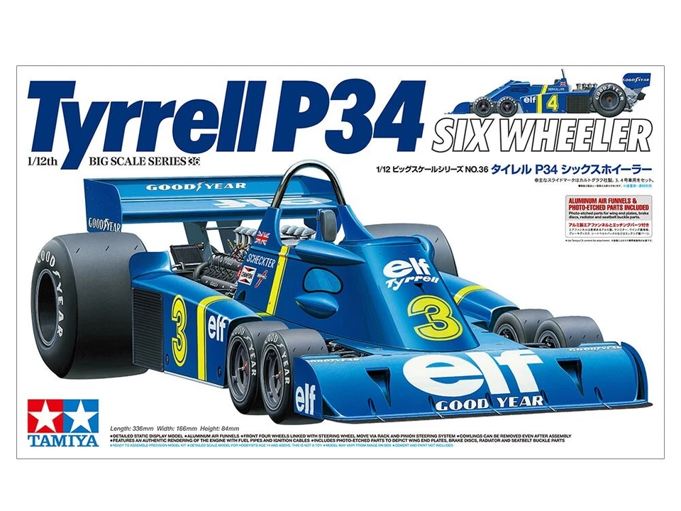 Tamiya 12036 F1 Gara Auto - 1975 Tyrrell P34 Sei Wheeler 1:12 Scala Plastica Kit - Immagine 1 di 4
