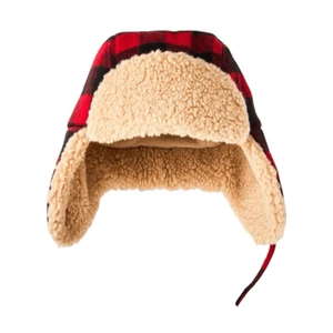 NEW Cat & Jack Toddler Boys' Red Plaid Trapper Hat 2T-5T - Picture 1 of 6