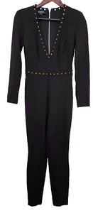 Bebe Black Jumpsuit with Studs US Size 4 Long Sleeve One-Piece               ! - Picture 1 of 7