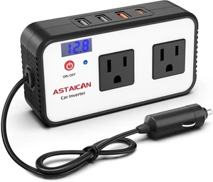 200W Car Power Inverter, DC 12V to 110V AC Plug Adapter with 20W USB-C &... - Picture 1 of 8