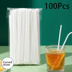 100 pajitas transparentes flexibles flexibles reutilizables suministros para fiestas de cumpleaños - Imagen 1 de 18