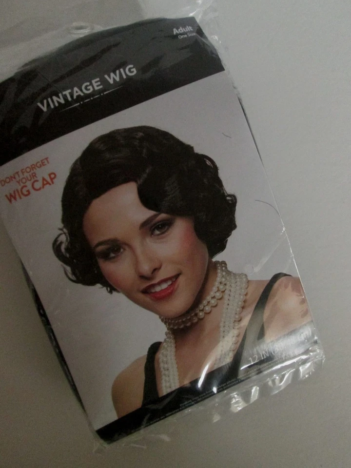 Взрослый черный FLAPPER парик один размер костюм Гэтсби ревущий 20 Боб новый - Изображение 1 из 1
