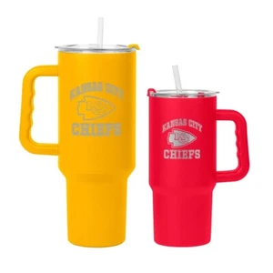 NFL Kansas City Chiefs Travel Tumbler Set W/Straws, 2pack 40oz Red & 24oz Yellow - Picture 1 of 8
