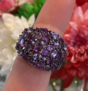 Graziela Gems Sterling Silver Tanzanite & Amethyst Cluster Ring - Picture 1 of 7