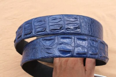 Blue Genuine CROC Leather Skin Men's Belt - W 1.3 inch - Image 1 of 4