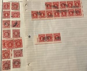 U.S. postage due Stamp lot Special Delivery Air Mail Cancelled On Page Of Book