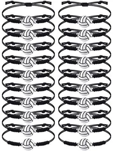 20 Pieces Volleyball Charm Bracelets Adjustable Volleyball Braided Bracelets ... - Picture 1 of 7