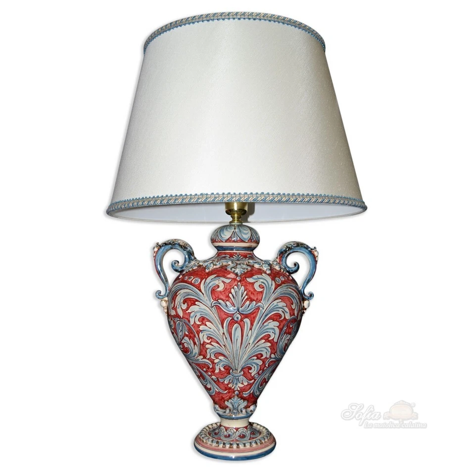 Large Hand-Painted Ceramic Table Lamp Abatjour For Indoor - Image 1 of 1