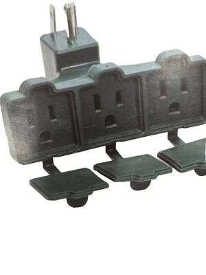 PROJECT SOURCE 3-Outlet Grounded Adapter with Covers Outdoor Or Indoor Curved Down New {X}