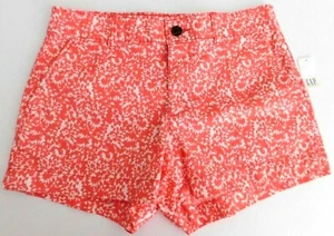 Gap Women's Shorts Pink White Print Size 00 Cotton 3" Inseam Khaki Stretch NEW - Picture 1 of 2