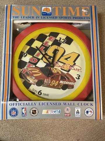 Bill Elliott #94 NASCAR Collectible Sports Wall Clock, Sun Time, Official, New ! Cover