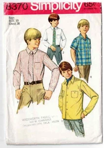 Boys Front Button Shirt Pattern Simplicity 8370 1960's Vintage SZ 10 Chest 28 CC - Picture 1 of 2