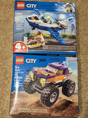 NEW Retired Lego City Sets 60206 JET PATROL Sky Police 60251 MONSTER TRUCK Legos - Image 1 of 2