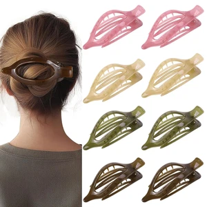 8 Pack Jelly Style Flat Hair Clips – Translucent Claw Clips in Pink, Brown, Beig - Picture 1 of 12