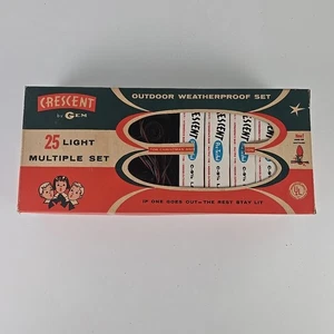 Vintage Crescent by GEM 25 Light C91/2 Outdoor Christmas Set NOS Mid Century Box - Bild 1 von 7
