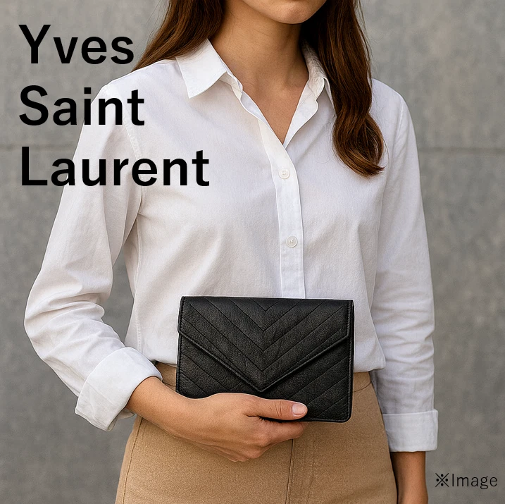 Yves Saint Laurent клатч V стежок кожи черный подлинный 0115 - Изображение 1 из 4