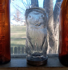 VINTAGE CAT FIGURAL GLASS MUSTARD JAR FRANK TEA & SPICE CO WITH PLAIN METAL LID