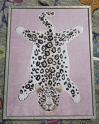 Espaços vazios estampa de leopardo lona rosa decoração de parede boho 17x13" novo com etiquetas - Imagem 1 de 4