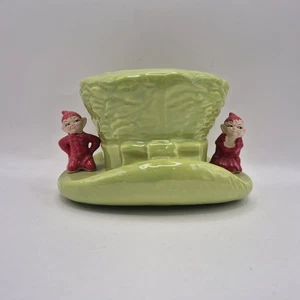 VINTAGE GILNER PIXIE BOY & GIRL ON A TOP HAT PLANTER - Picture 1 of 10