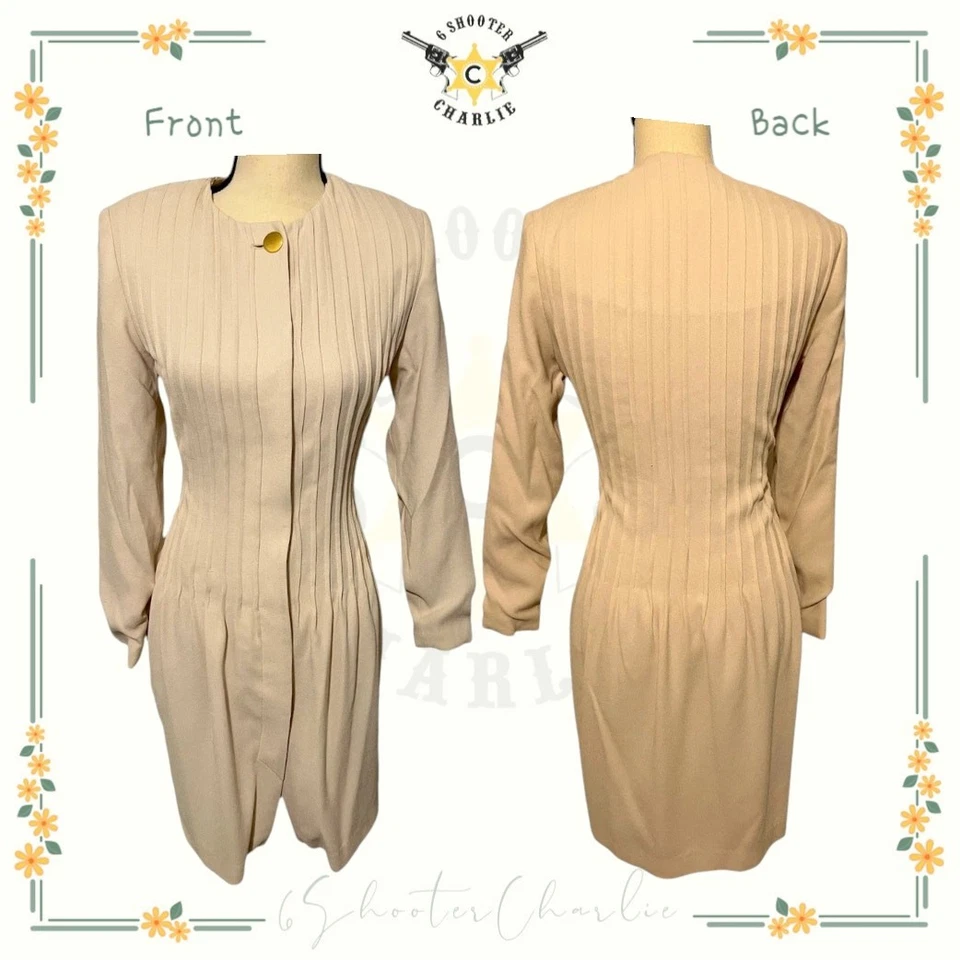 Vestido plisado vintage con botones color crema ANN TJIAN para KENAR DRESS talla 4 Foto 1 de 4