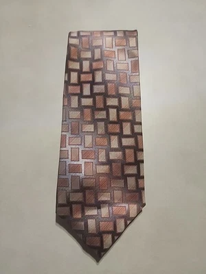 Pierre Cardin Men’s Silk Tie Silver Geometric Brick Pattern - Image 1 of 4