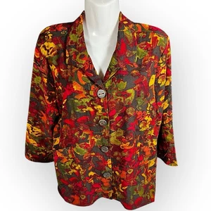 Habitat Clothes To Live In Womens Pucker Weave Red Button Up Tunic L Fall Colors - Picture 1 of 19