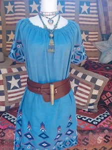 Hard To Find Ralph Lauren Vintage Wide Southwestern Belt, Concho & Metal Buckle  - Picture 1 of 24