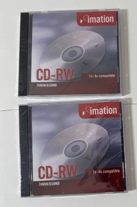 Imation CD-RW 1x-4x 74Min/650MB Compatible Disc w/ Jewel Case LOT Of 2 NEWsealed - Picture 1 of 5