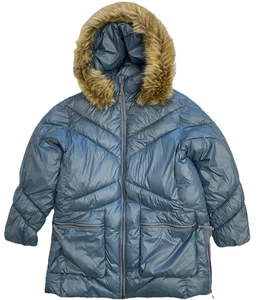 odd molly Women's Puffer Jacket  Size 4 2XL Blue Removable Hood/ Trim B8 - Picture 1 of 13