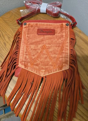 NUEVO CON ETIQUETAS - Wrangler - Bandolera - Naranja / Óxido - Cremallera superior - Flecos Foto 1 de 4