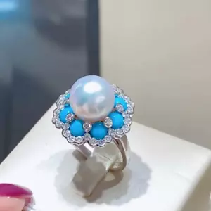 AAA 10-11 mm natural genuine white south sea pearl ring - Picture 1 of 1
