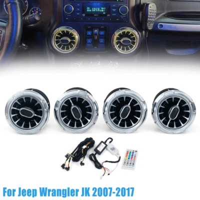 4PCS LED Front Air Vent Inlet Ambient Lamp Light For 2011-2017  Jeep Wrangler JK Foto 1 de 4