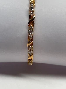 925 Sterling Silver Gold Plated CZ Tennis Bracelet 7-1/2” - Picture 1 of 14