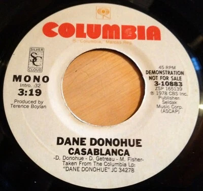 Dane Donohue ‎45 Casablanca (mono/stereo) PROMO - Image 1 of 2