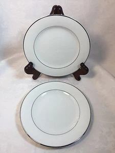 2 platos de pan y mantequilla Noritake China Envoy blancos retirados con banda de platino - Imagen 1 de 3