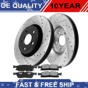 Front Drilled Brake Rotors & Ceramic Brake Pads For 2011-2017 Dodge Durango - Picture 1 of 6