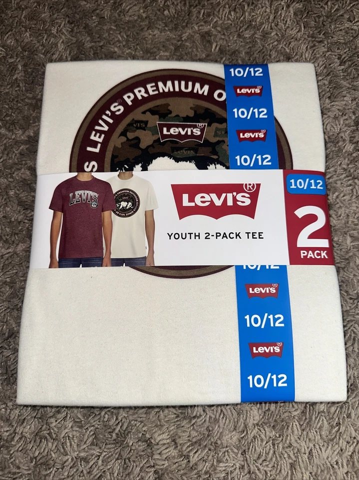 Levi's Tee Shirts Boys Size 10/12 Tan With Graphic Red With Graphic Two Pack