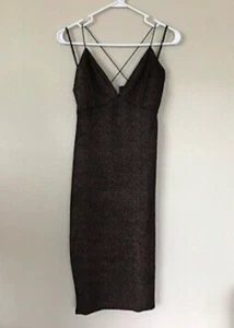 SELTEN!! AX Paris schwarz mit Bronze funkelndes Kleid SELTEN!! - Größe 8 - Neu mit Etikett!! - Bild 1 von 3