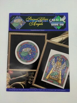 VTG Stained Glass Angels by Gary Hanner Great Big Graphs Cross Stitch Patterns - Image 1 of 4