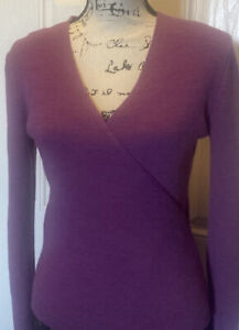 Sarah Spencer Sweater Purple Large Italian Merino Wool Womens
