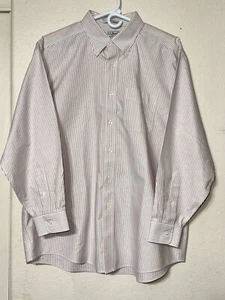 LL BEAN Herren 16,5-32 hellrot gestreift knitterarm Langarm Oxford Hemd - Bild 1 von 4