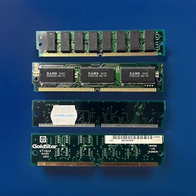 Vintage Lot Of (4x) 72 pin SIMM RAM Memory Modules Sticks - Mixed Lot - Image 1 of 3