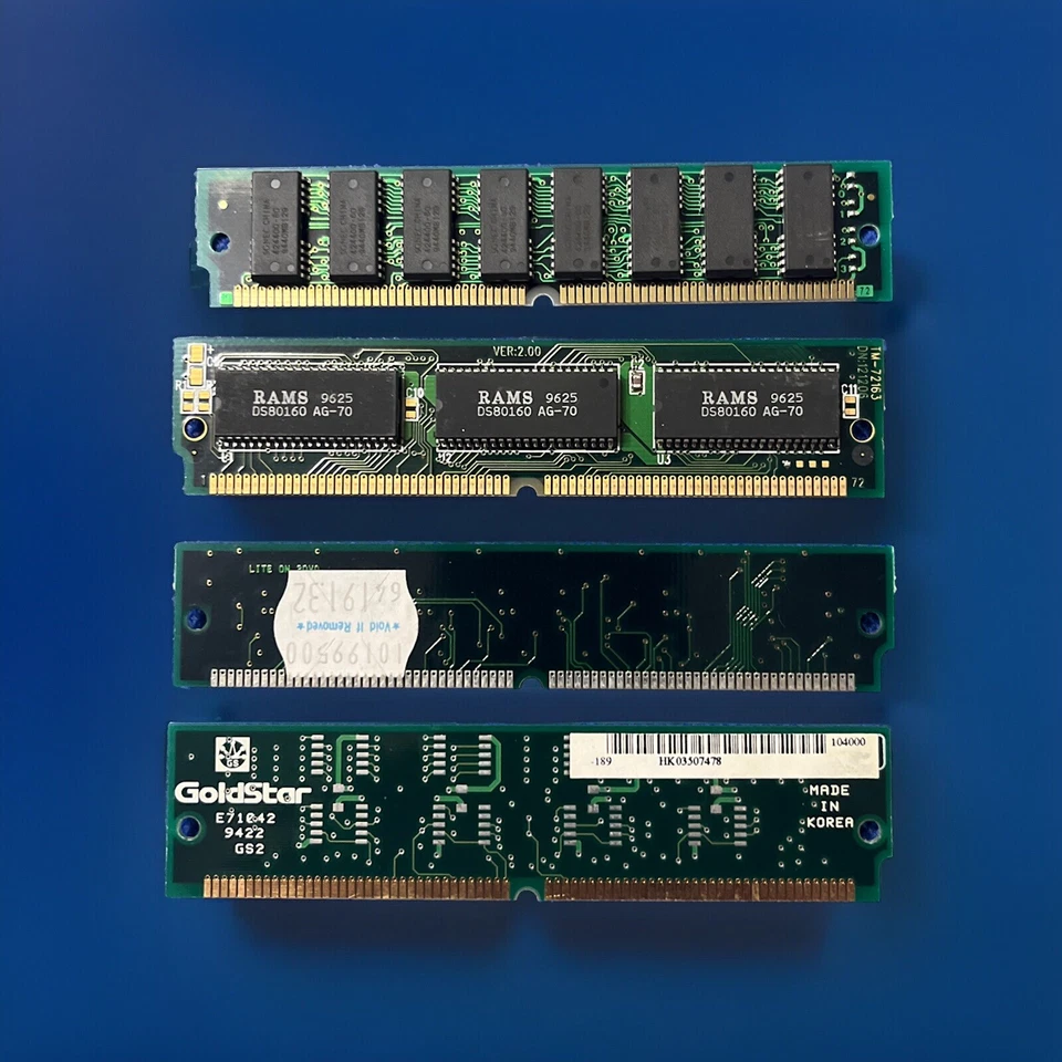 Vintage Lot Of (4x) 72 pin SIMM RAM Memory Modules Sticks - Mixed Lot - Image 1 of 3