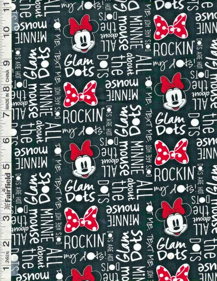 黑色迪士尼米妮鼠标关于圆点 Camelot Fabrics bty — 第 1/1 张图片