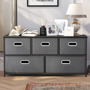 5 Drawers Fabric Dresser Tower Chest Storage Unit for Kid Closet Bedroom Nursery - Picture 1 of 12