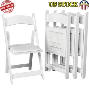 Stackable Folding Chairs Padded Seats Indoor Outdoor Lightweight Durable 4 Pack - Picture 1 of 7