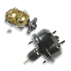 Single Diaphragm 7" Brake Booster Black w/ 1" Bore Iron Master Cylinder Bail Top - Picture 1 of 8