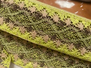 cluny crochet 2 1/8" cotton lace trim lime copper moss 1yd made in USA - Picture 1 of 6