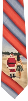 Corbata de seda TOMMY BAHAMA nueva con etiquetas corbata a rayas-Santa en la playa con niña Hula Foto 1 de 4