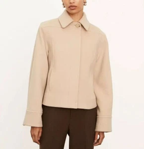 $595 NWT VINCE Crop Collared Wool Blend Wide Sleeve Sand Jacket sz L; sz XL - Picture 1 of 15